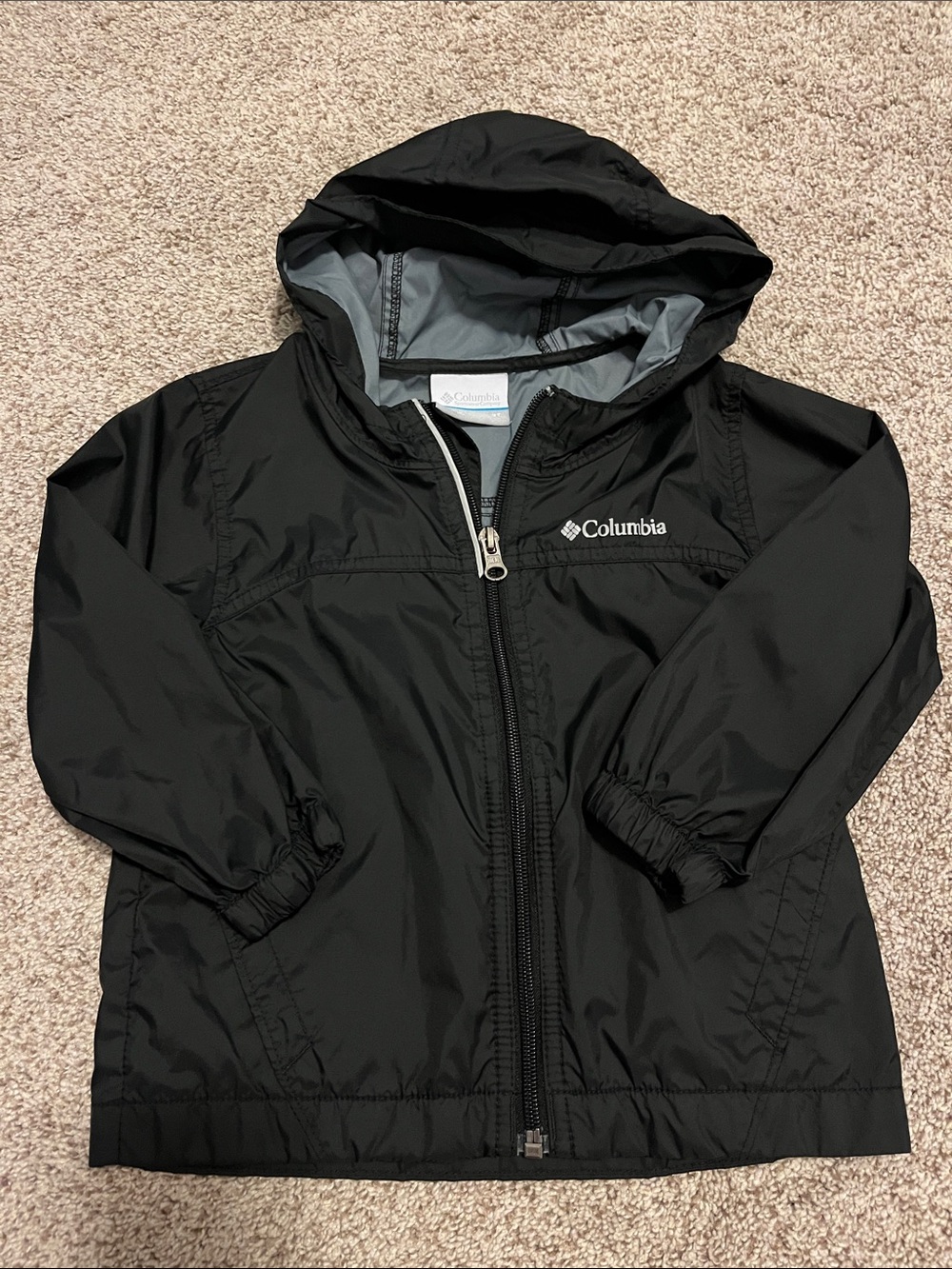 Boys Columbia Black Hooded Windbreaker Jacket